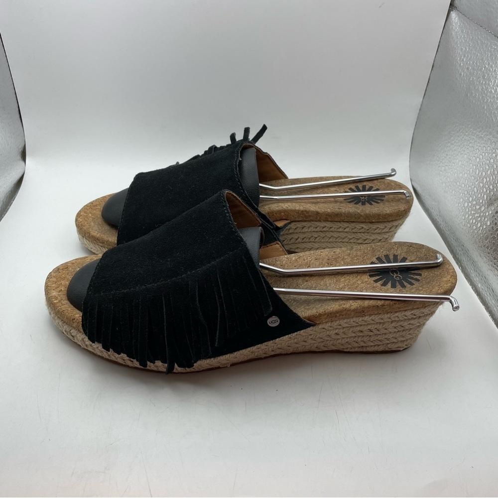 UGG Danes black fringe suede wedges size 7